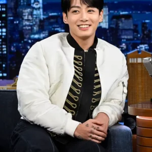 Buy Jungkook The Tonight Show White Bomber Jacket