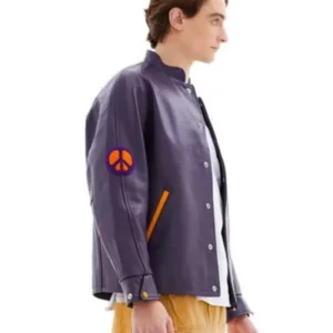 Buy Needles Patched Letterman Purple Jacket