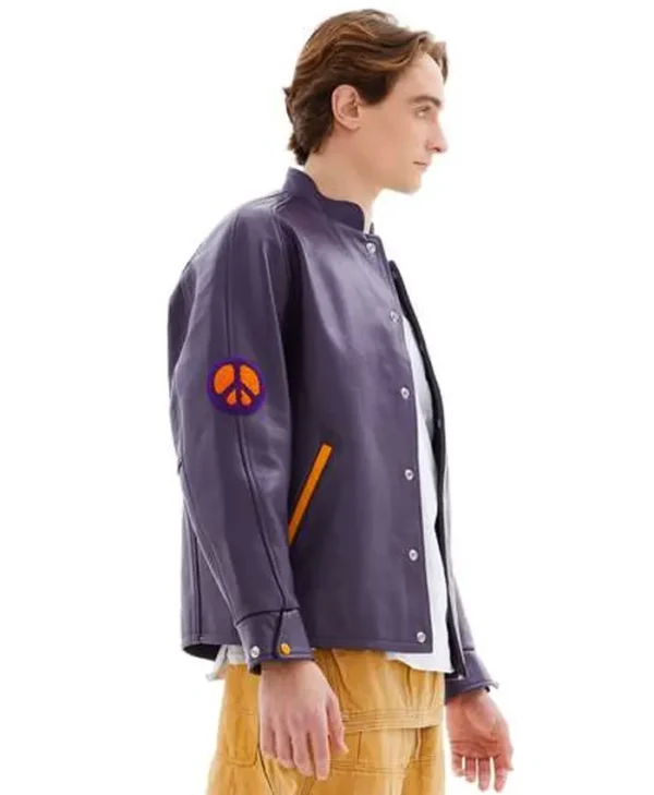 Buy Needles Patched Letterman Purple Jacket