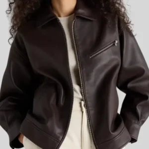 Buy Quince Leather Oversized Bomber Jacket