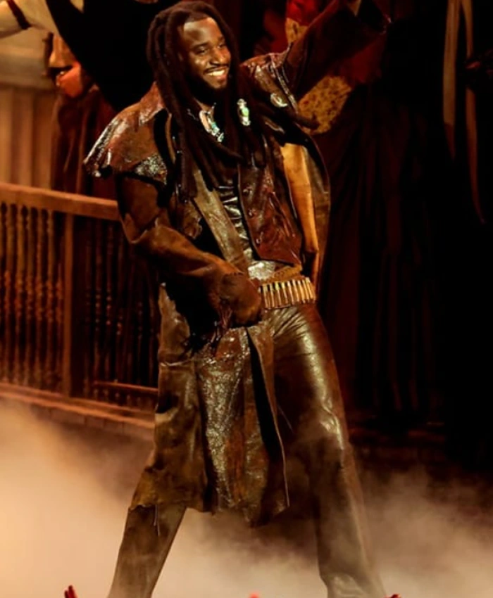 Buy Shaboozey 2026 VMAs Performance Brown Leather Coat