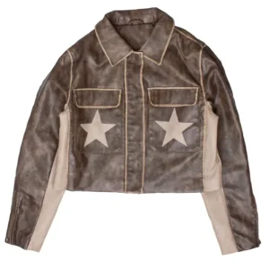 Buy Stoosh Double Star Brown Leather Moto Jacket