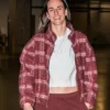 Caitlin Clark Burgundy Plaid Fleece Jacket