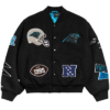 Carolina Panthers Chalk Line Black Pennant Varsity Jacket