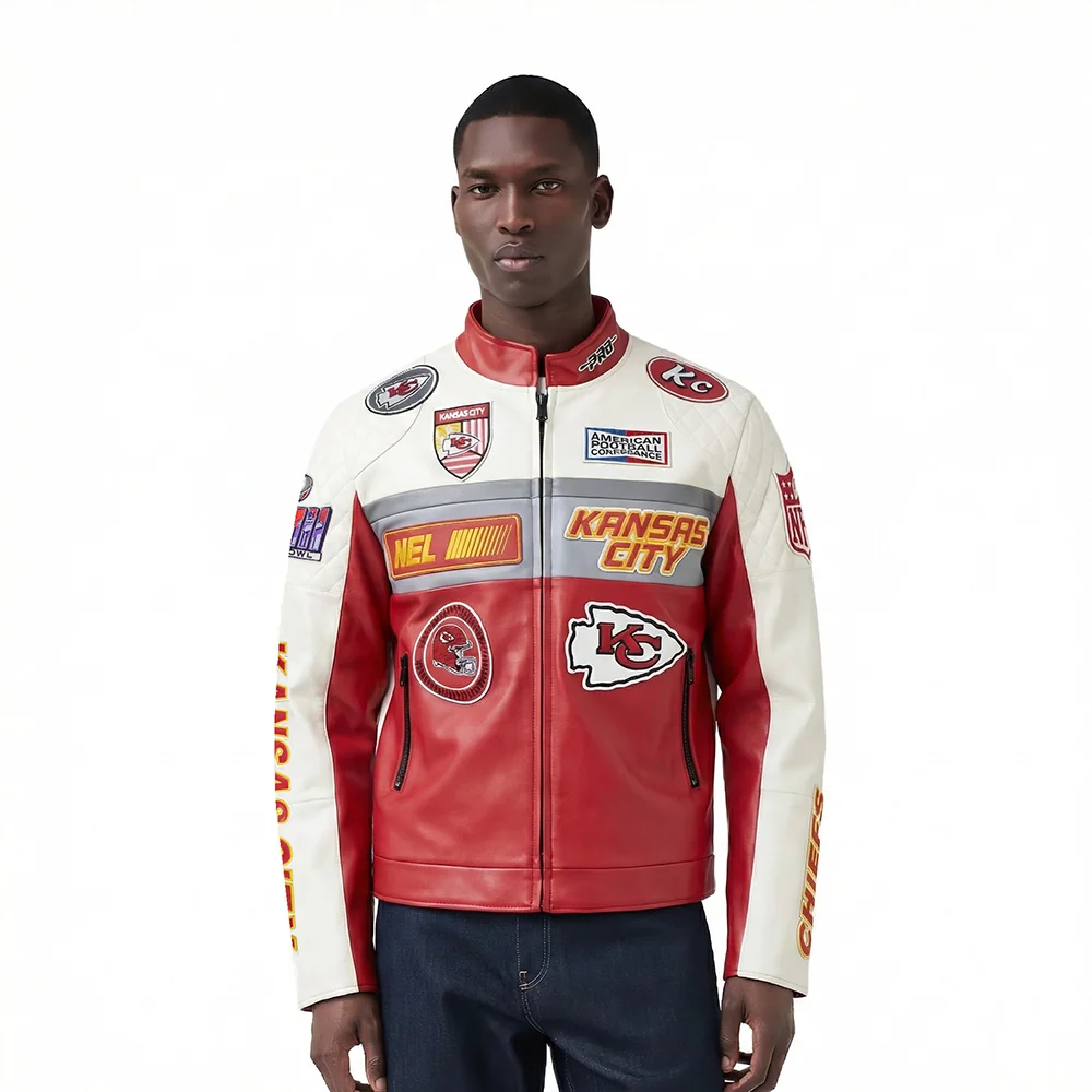 Chamarra De Piel NFL Kansas City Chiefs Moto Jacket