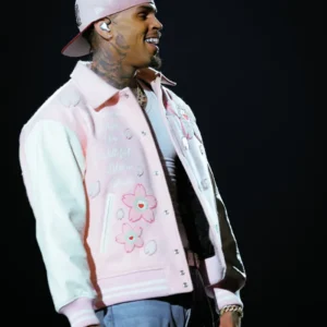 Chris Brown R&B Tour Pink Varsity Jacket