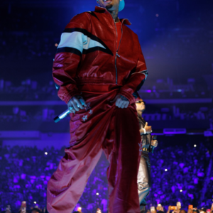 Chris Brown Red Leather Tracksuit Jacket