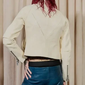 Cream Motorcycle Style Jacket