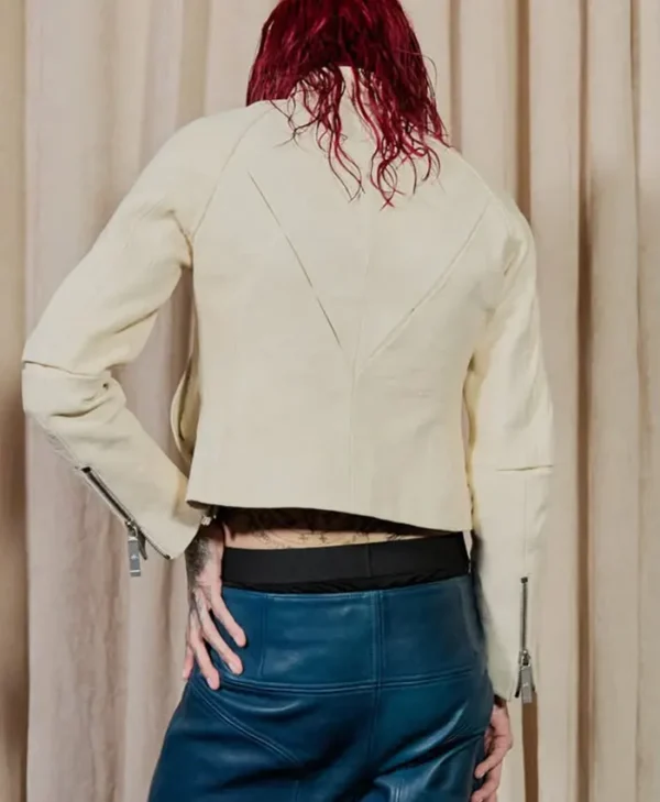 Cream Motorcycle Style Jacket