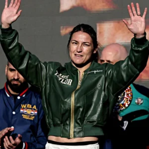 Croke Park Katie Taylor Champion Green Leather Bomber Jacket