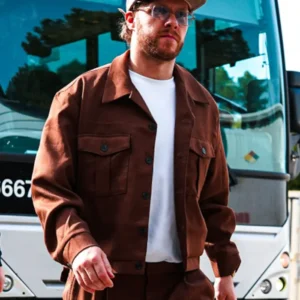 David Pastrnak NY Fashion Week Brown Jacket