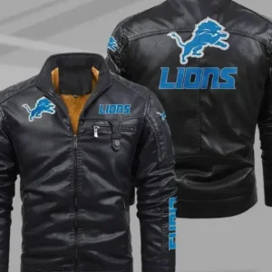 Detroit Lions Black Leather Jacket