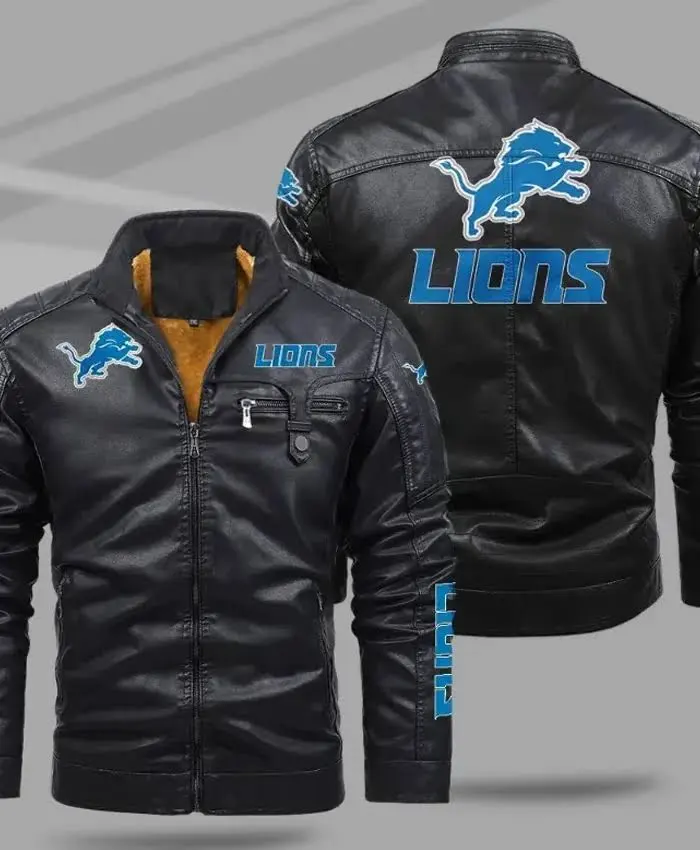 Detroit Lions Black Leather Jacket