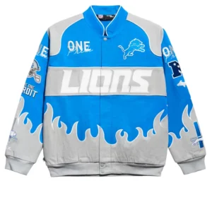 Detroit Lions Chalk Line Blue Premium Racing Jacket