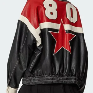 Edikted North Star Leather Bomber Jacket