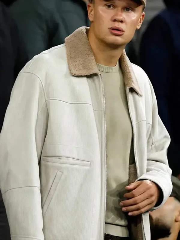 Erling Haaland City vs Norwich Corduroy Shearling Collar Jacket For Sale