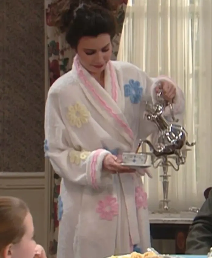 Fran Drescher The Nanny White Floral Bathrobe