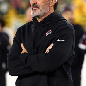 Get Atlanta Falcons 2026 Kevin Stefanski Sideline Club Hoodie
