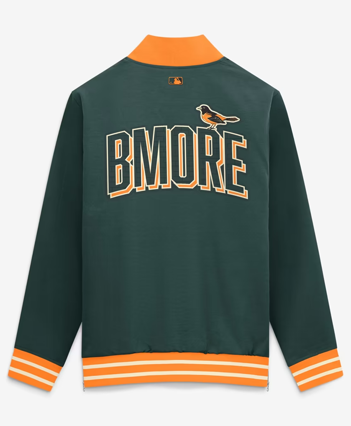 Get Baltimore Orioles Nike 2026 City Connect Green Bomber Jacket