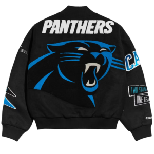 Get Carolina Panthers Chalk Line Black Pennant Varsity Jacket