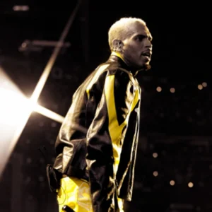 Get Chris Brown R&B Tour 2026 Black and Yellow Leather Jacket