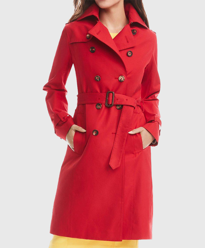 Get Dark Matter Alice Braga Double Breasted Red Trench Coat