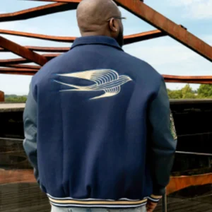 Get Davido Martell Navy Blue Varsity Jacket