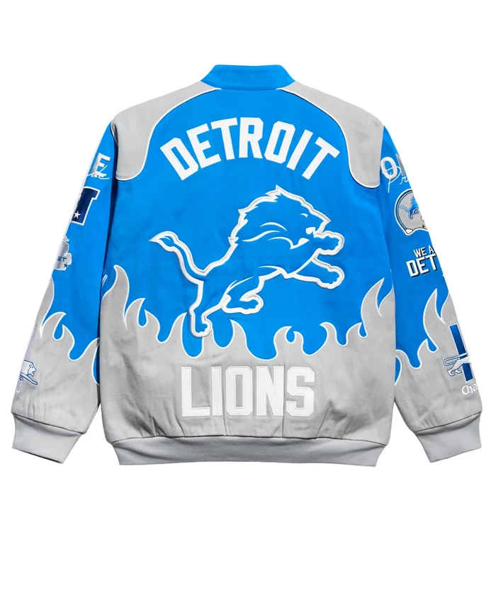 Get Detroit Lions Chalk Line Blue Premium Racing Jacket