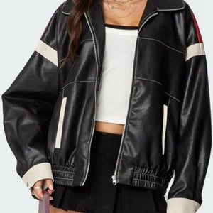 Get Edikted North Star Leather Bomber Jacket
