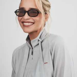 Get Emilia Clarke Prada SS27 Milan Show Grey Jacket