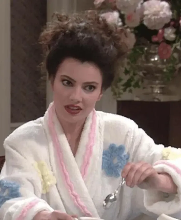 Get Fran Drescher The Nanny White Floral Bathrobe