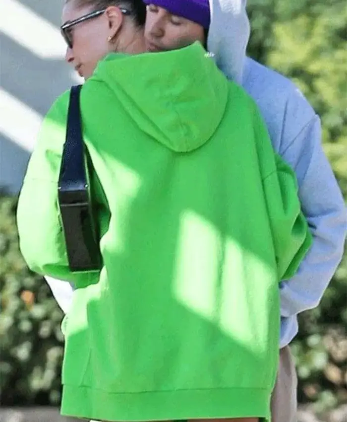 Get Hailey Bieber Street Style Green Hoodie