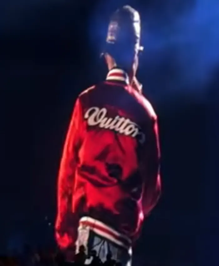Get JAY-Z 30 Show Pharrell Williams Red Satin Varsity Jacket