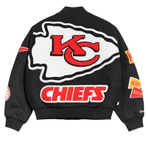 Get Kansas City Chiefs Chalk Line Black Pennant Varsity Jacket