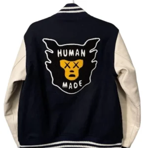 Get Kaws x Human Made Navy Varsity Jacket