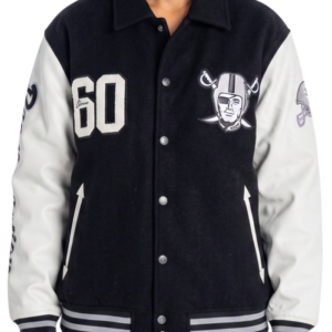 Get Las Vegas Raiders Collared Black Varsity Jacket