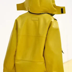 Get Loewe Yellow Fall 2026 Leather Parka Hood Jacket