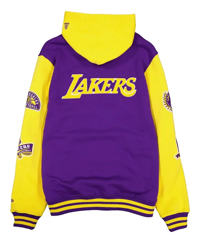 Get Los Angeles Lakers Throwback Patch Letterman Jacket