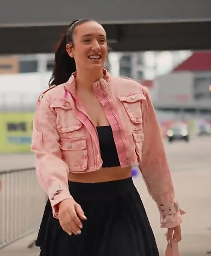 Get Marina Mabrey Pink Cropped Jacket