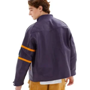 Get Needles Patched Letterman Purple Jacket