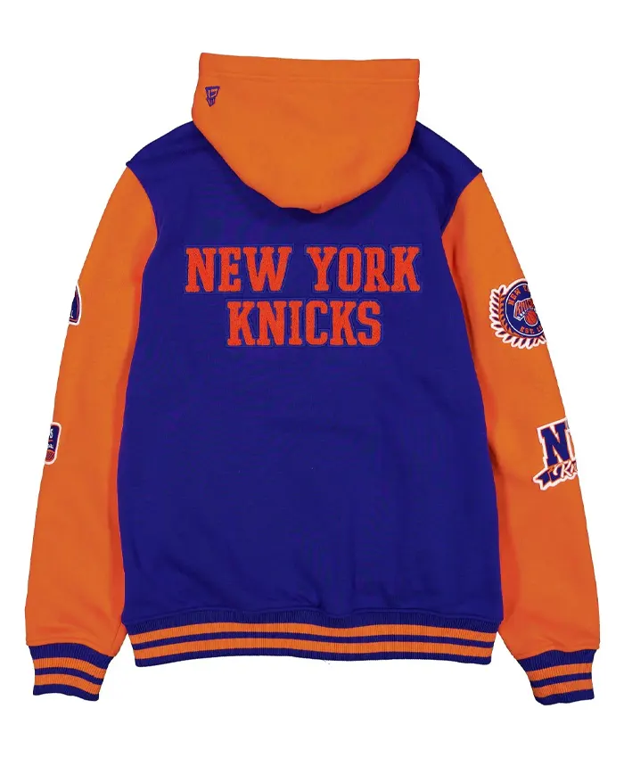 Get New York Knicks Throwback Patch Letterman Jacket