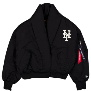 Get New York Mets x Alpha x New Era Black Shawl Collar Flight Jacket