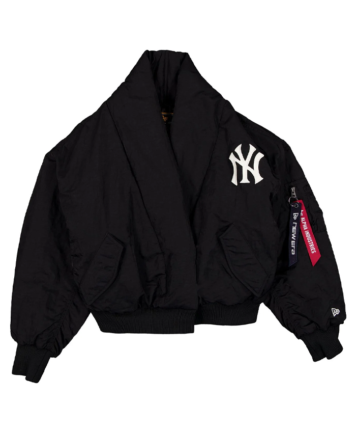 Get New York Yankees x Alpha x New Era Black Shawl Collar Flight Jacket