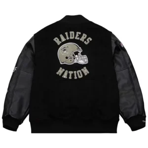 Get Oakland Raiders Blackout Vintage Wool Varsity Jacket