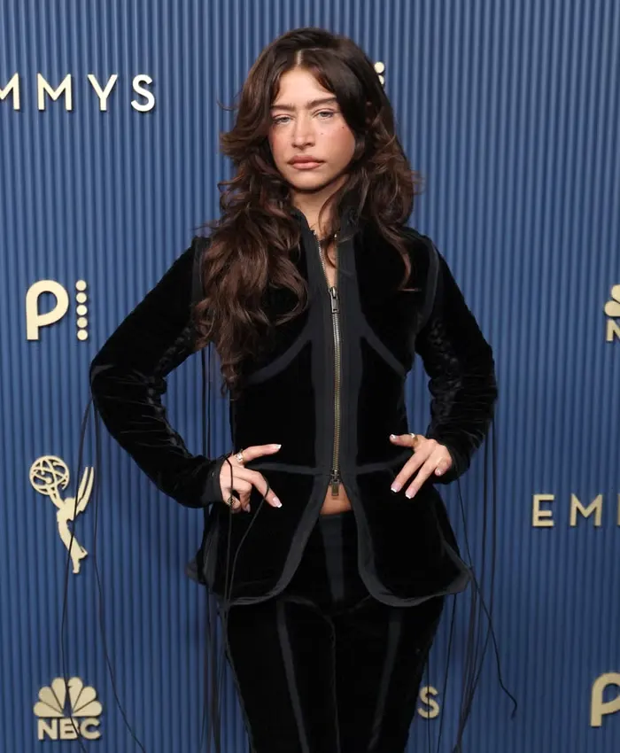 Get Odessa A’zion Emmy Awards 2026 Black Fringed Velvet Jacket