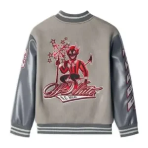 Get Off White X Ac Milan Grey Varsity Jacket
