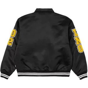 Get Palace Black Satin Bomber Varsity Jacket