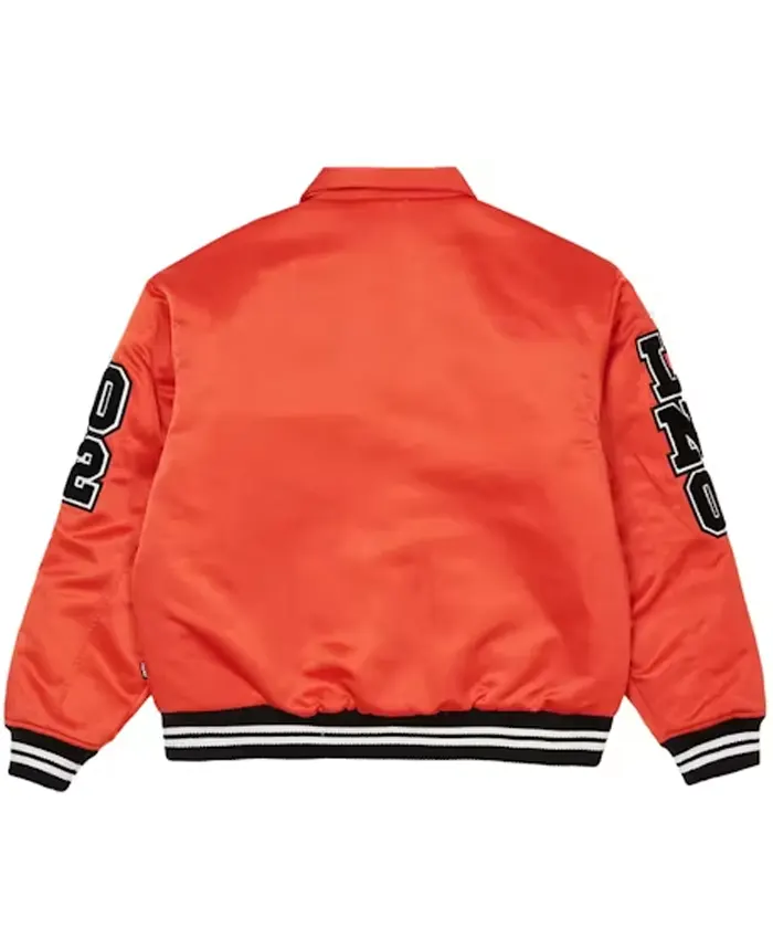Get Palace Orange Satin Bomber Varsity Jacket