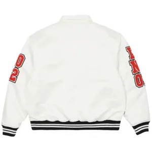 Get Palace White Satin Bomber Varsity Jacket