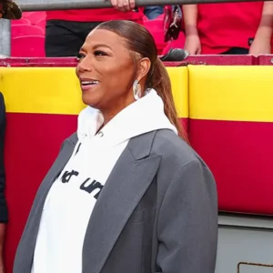 Get Queen Latifah KC Chiefs Game Grey Trench Coat